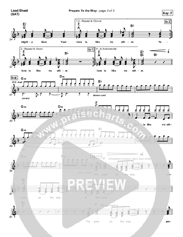 Prepare Ye The Way Lead Sheet (SAT) (Michael W. Smith)
