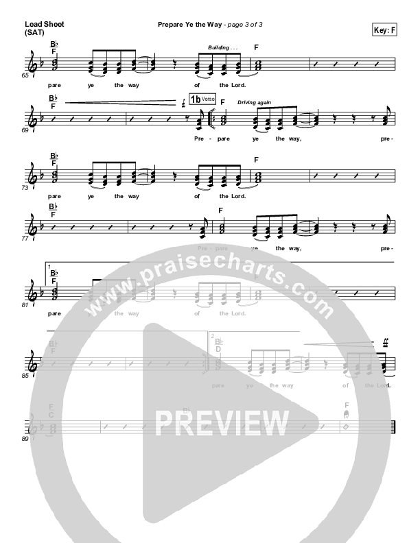 Prepare Ye The Way Lead Sheet (SAT) (Michael W. Smith)