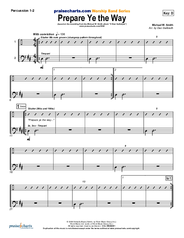 Prepare Ye The Way Percussion 1/2 (Michael W. Smith)