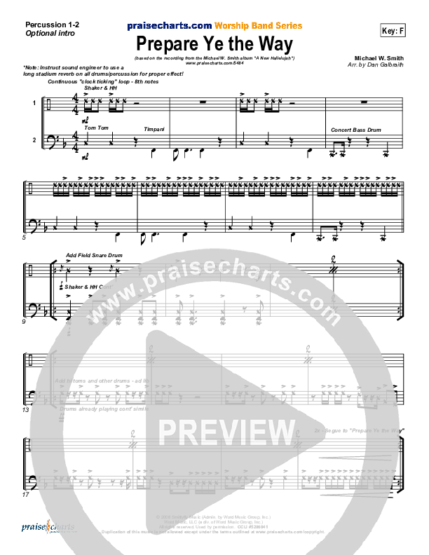 Prepare Ye The Way Percussion (Michael W. Smith)
