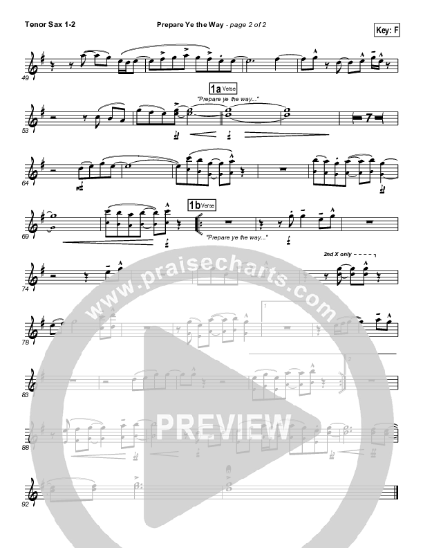 Prepare Ye The Way Tenor Sax 1/2 (Michael W. Smith)