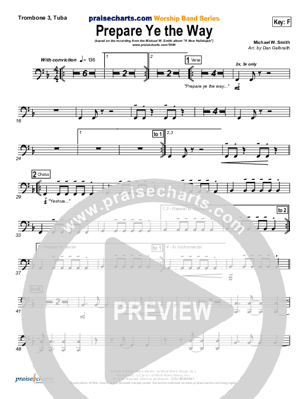 Prepare Ye The Way Trombone 3/Tuba (Michael W. Smith)