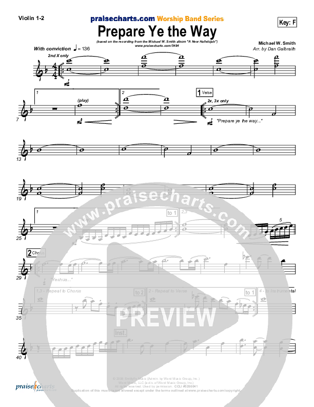 Prepare Ye The Way Violin 1/2 (Michael W. Smith)
