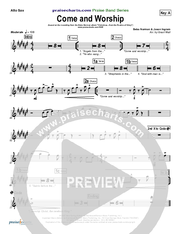 Come And Worship Alto Sax (Bebo Norman)