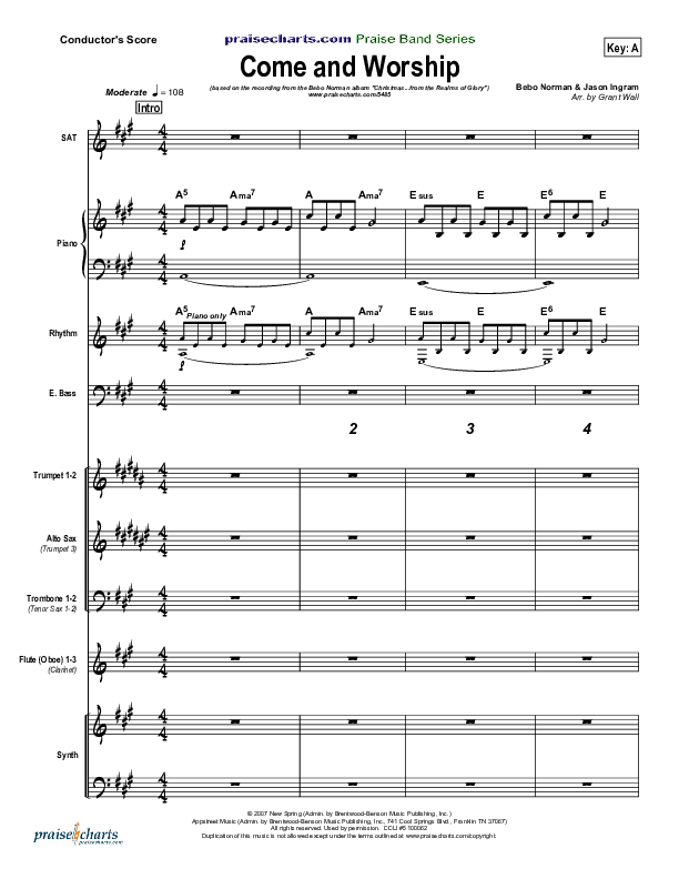Come And Worship Conductor's Score (Bebo Norman)