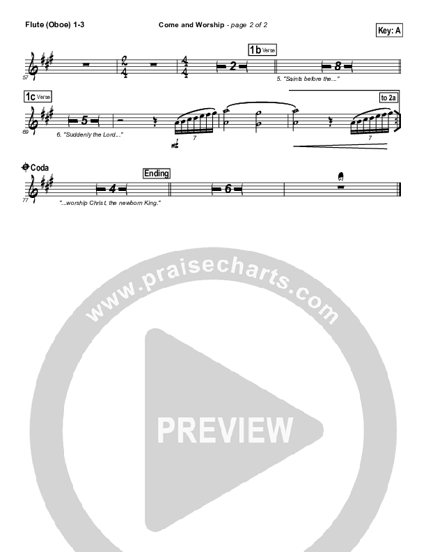 Come And Worship Flute/Oboe 1/2/3 (Bebo Norman)