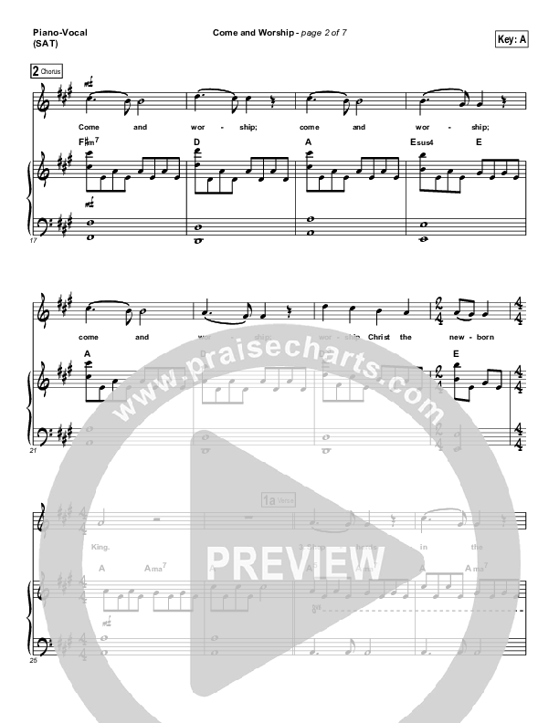Come And Worship Piano/Vocal (SAT) (Bebo Norman)
