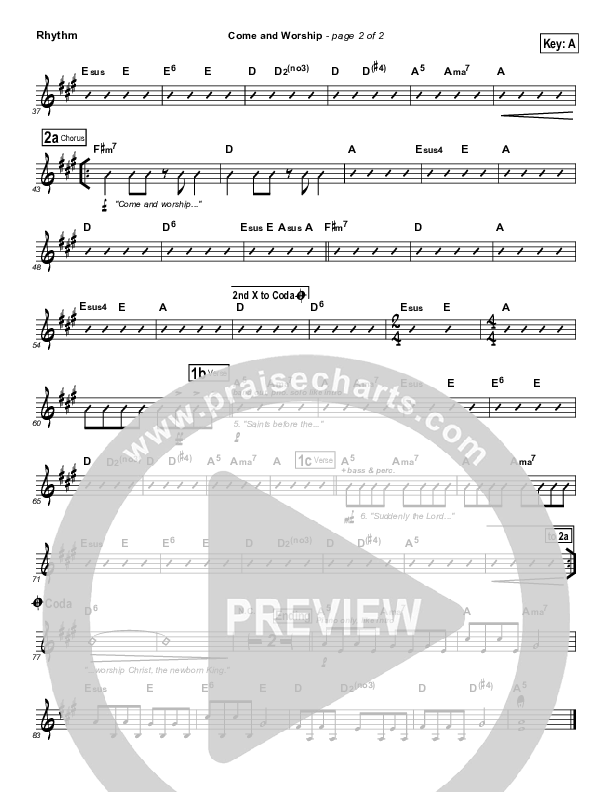 Come And Worship Rhythm Chart (Bebo Norman)