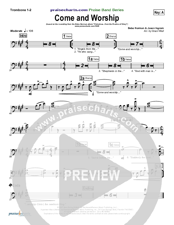 Come And Worship Trombone 1/2 (Bebo Norman)