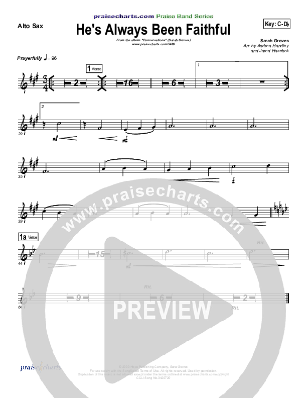 He's Always Been Faithful Alto Sax (Sara Groves)