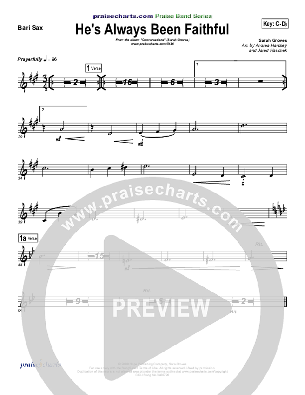 He's Always Been Faithful Bari Sax (Sara Groves)