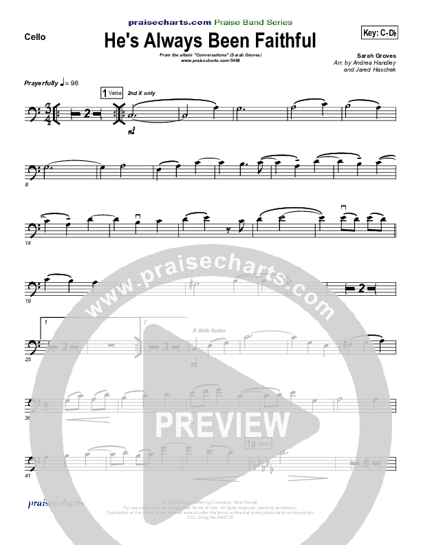 He's Always Been Faithful Cello (Sara Groves)