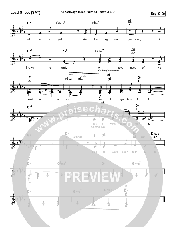 He's Always Been Faithful Lead Sheet (SAT) (Sara Groves)