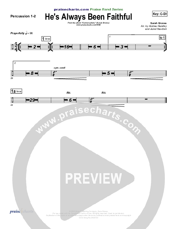 He's Always Been Faithful Percussion (Sara Groves)