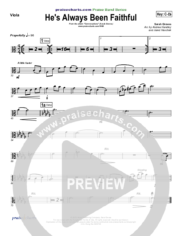 He's Always Been Faithful Viola (Sara Groves)