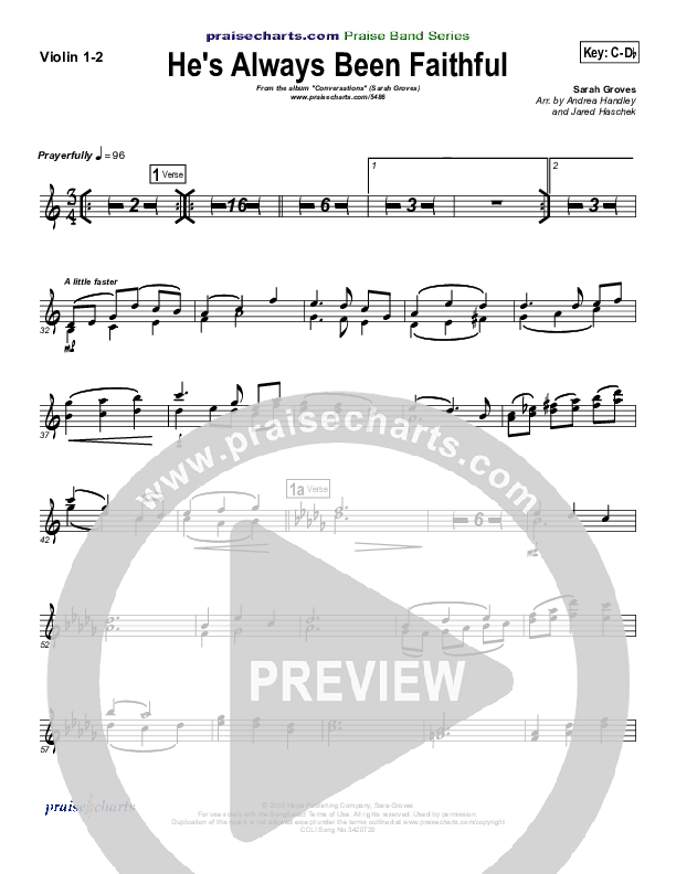 He's Always Been Faithful Violin 1/2 (Sara Groves)