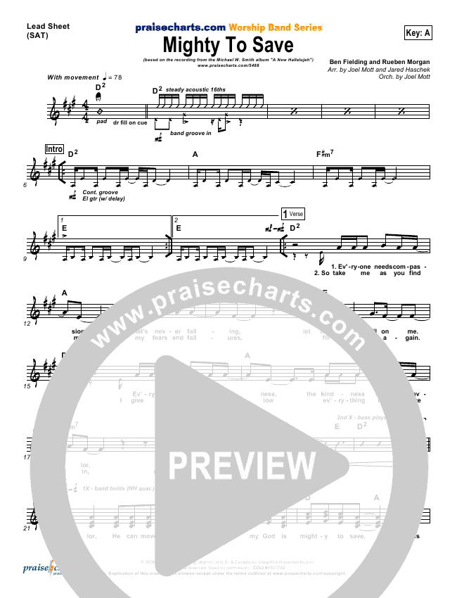 Mighty To Save (Digital Edit) Sheet Music PDF (Michael W. Smith ...