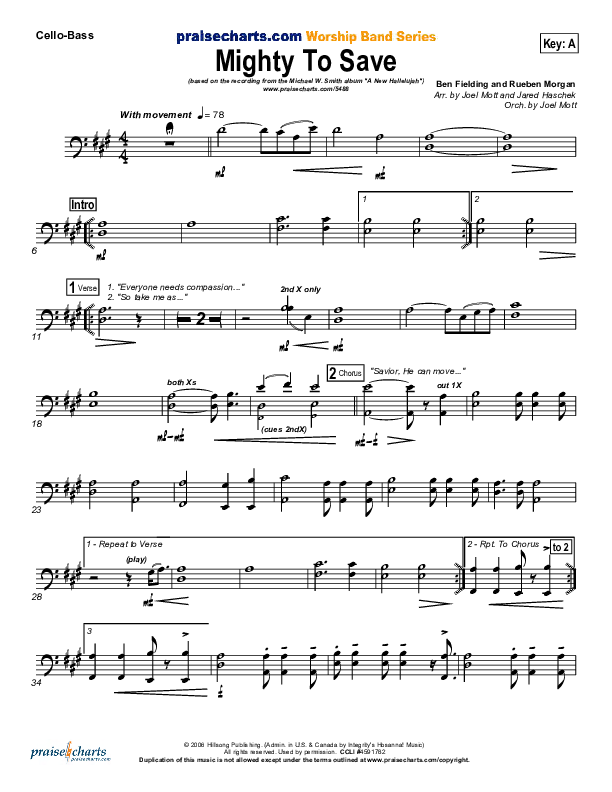 Mighty To Save (Digital Edit) Cello/Bass (Michael W. Smith)