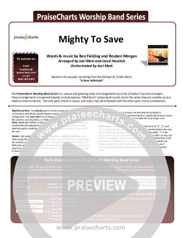 Mighty To Save (Digital Edit) Cover Sheet (Michael W. Smith)