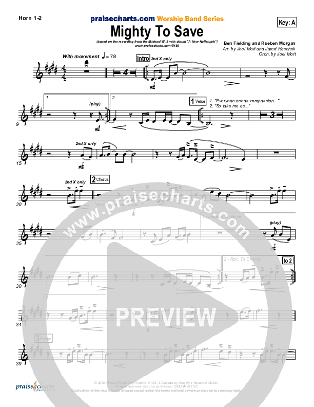 Mighty To Save (Digital Edit) French Horn 1/2 (Michael W. Smith)