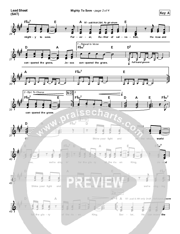 Mighty To Save (Digital Edit) Lead Sheet (SAT) (Michael W. Smith)