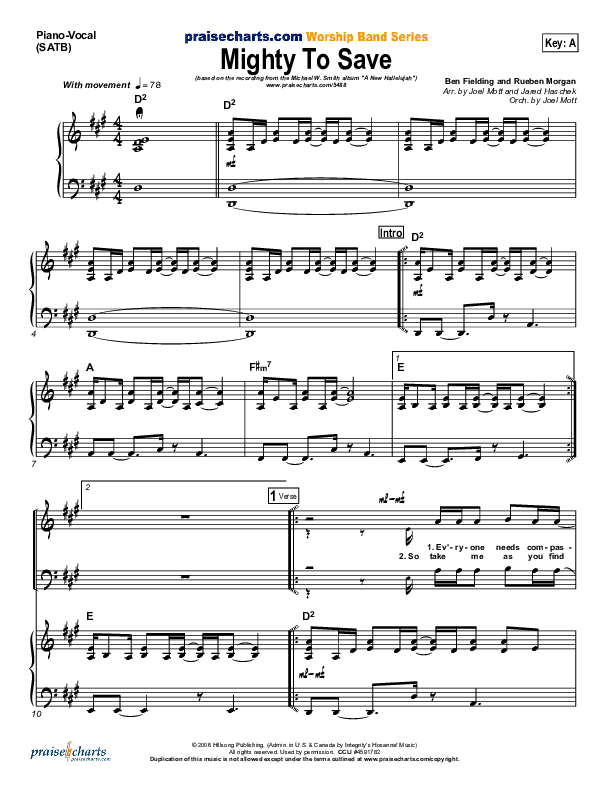 Mighty To Save (Digital Edit) Piano/Vocal (SATB) (Michael W. Smith)