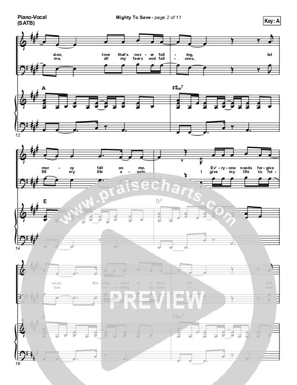 Mighty To Save (Digital Edit) Piano/Vocal (SATB) (Michael W. Smith)