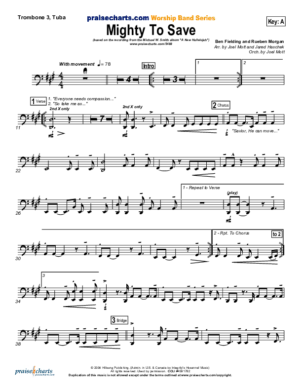 Mighty To Save (Digital Edit) Trombone 3/Tuba (Michael W. Smith)