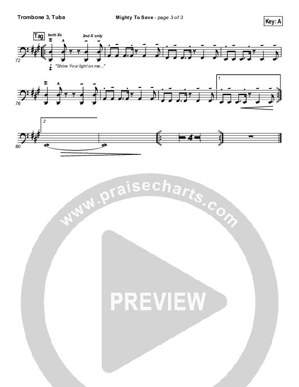 Mighty To Save (Digital Edit) Trombone 3/Tuba (Michael W. Smith)