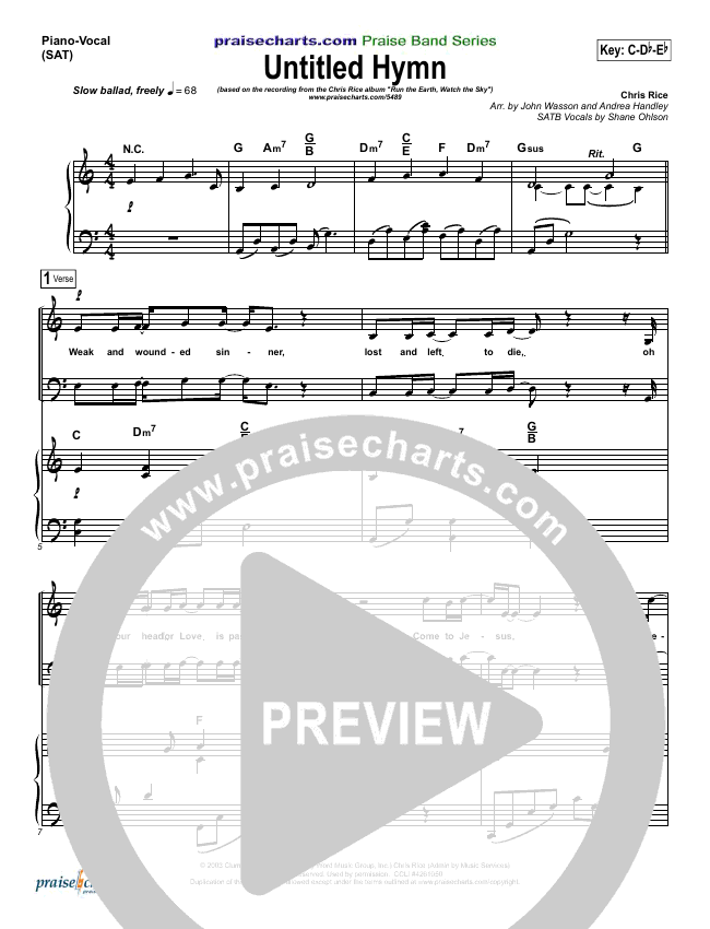 Untitled Hymn (Come To Jesus) Sheet Music PDF (Chris Rice) - PraiseCharts