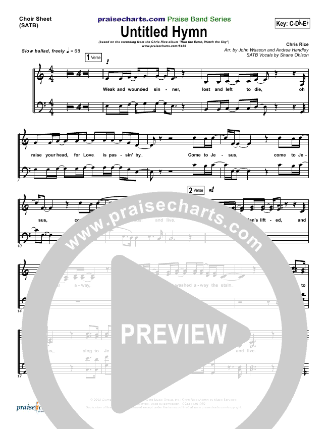 Untitled Hymn (Come To Jesus) Sheet Music PDF (Chris Rice) - PraiseCharts