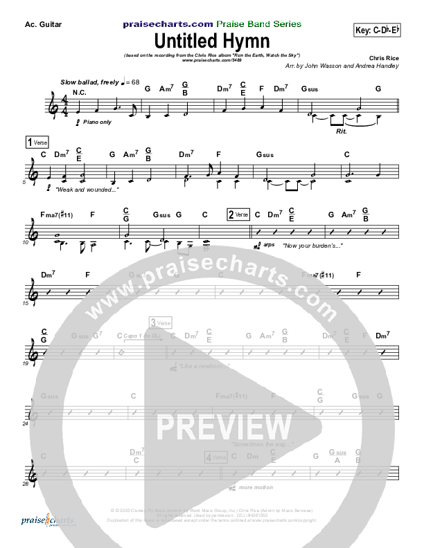 Untitled Hymn (Come To Jesus) Rhythm Chart (Chris Rice)