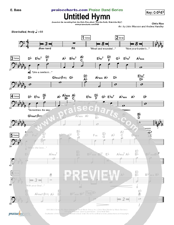 Untitled Hymn (Come To Jesus) Bass Guitar (Chris Rice)