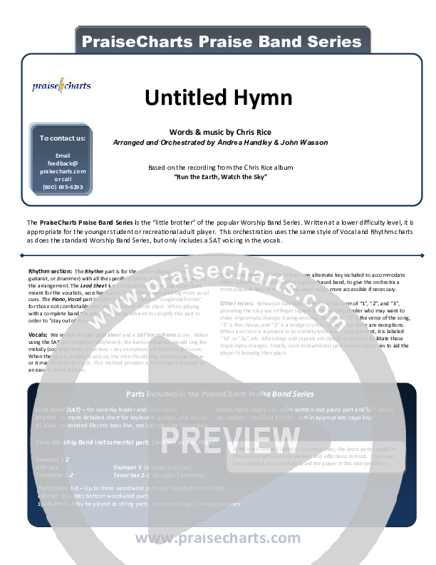 Untitled Hymn (Come To Jesus) Cover Sheet (Chris Rice)