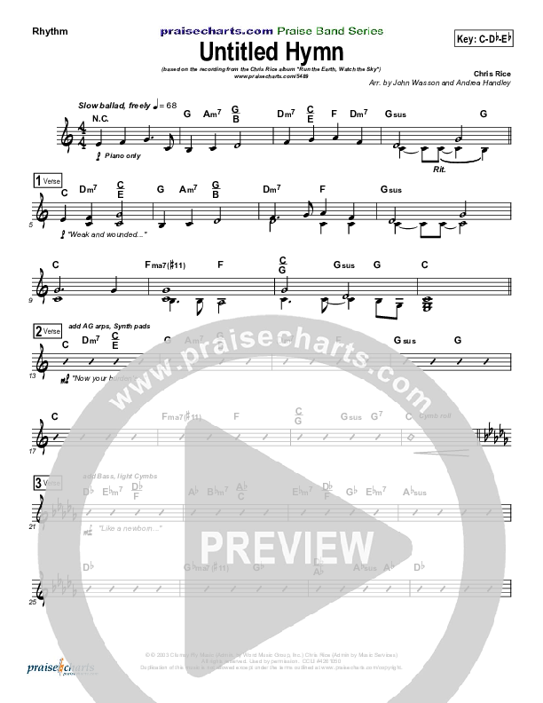 Untitled Hymn (Come To Jesus) Rhythm Chart (Chris Rice)