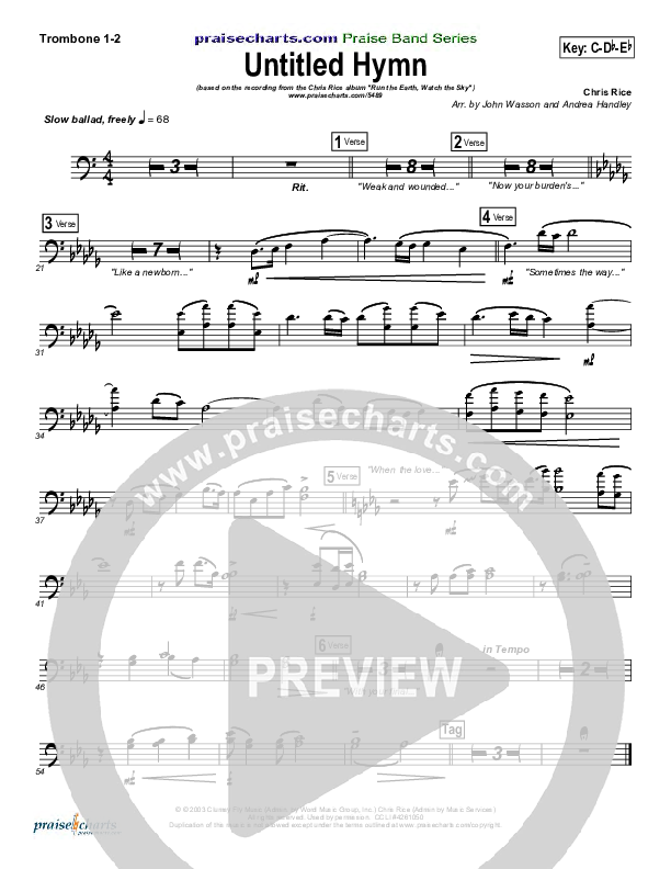 Untitled Hymn (Come To Jesus) Trombone 1/2 (Chris Rice)