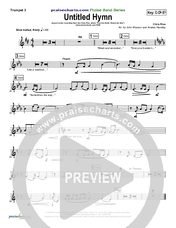 Untitled Hymn (Come To Jesus) Trumpet 3 (Chris Rice)