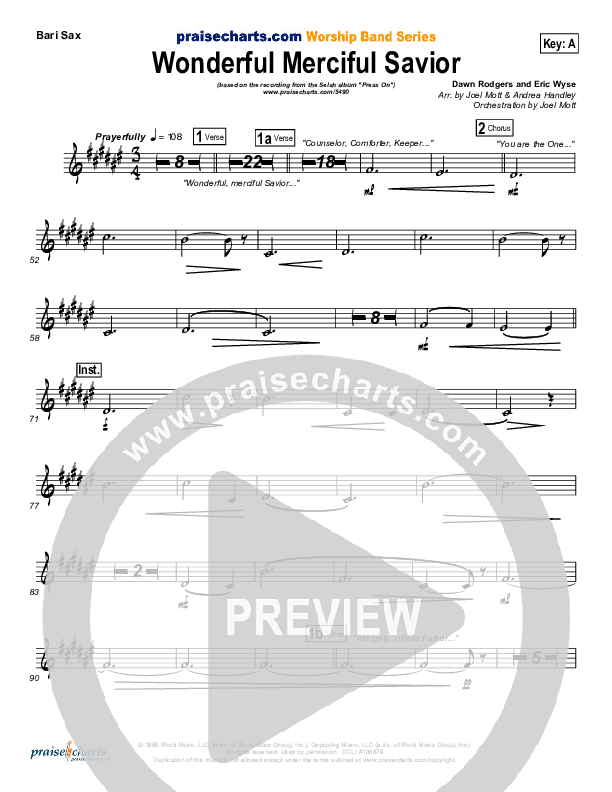 Wonderful Merciful Savior Bari Sax (Selah)