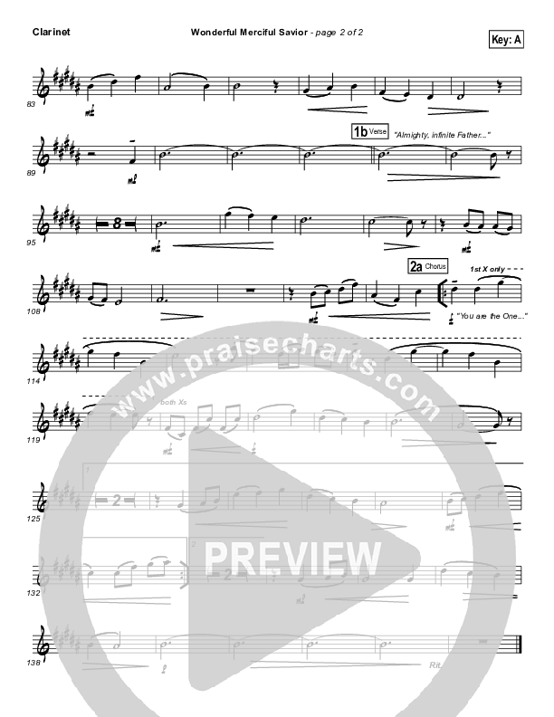 Wonderful Merciful Savior Clarinet (Selah)