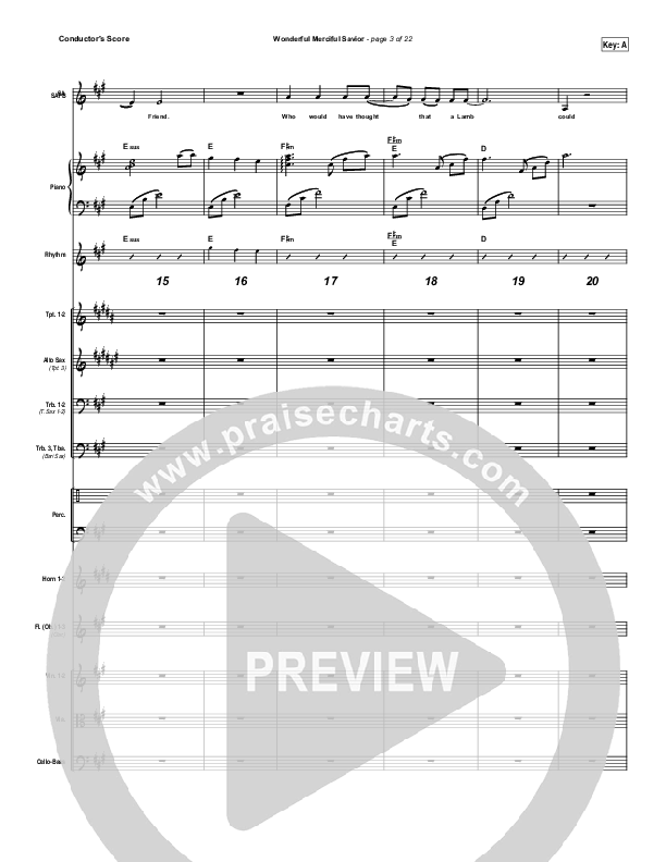 Wonderful Merciful Savior Conductor's Score (Selah)