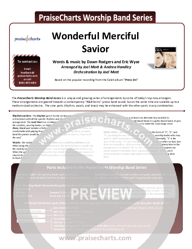 Wonderful Merciful Savior Cover Sheet (Selah)