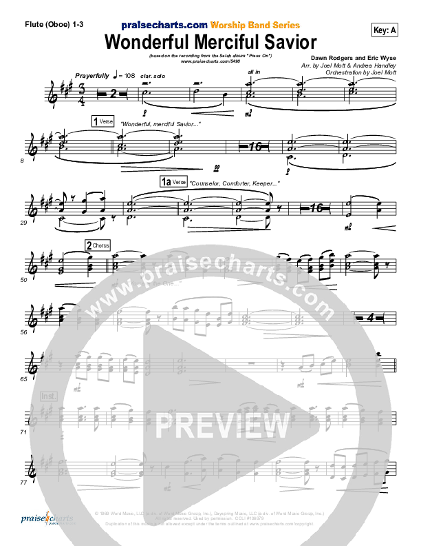 Wonderful Merciful Savior Flute/Oboe 1/2/3 (Selah)