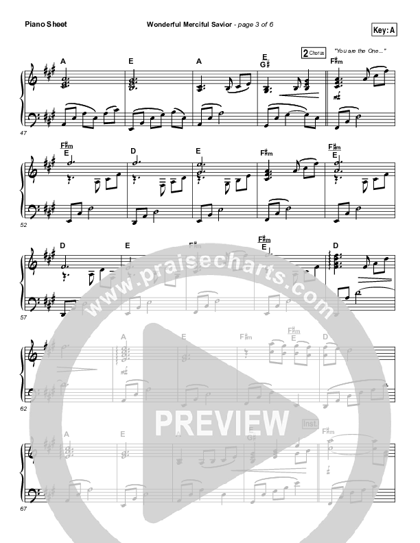 Wonderful Merciful Savior Piano Sheet (Selah)