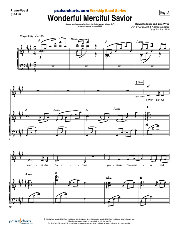 Wonderful Merciful Savior Piano/Vocal (SATB) (Selah)