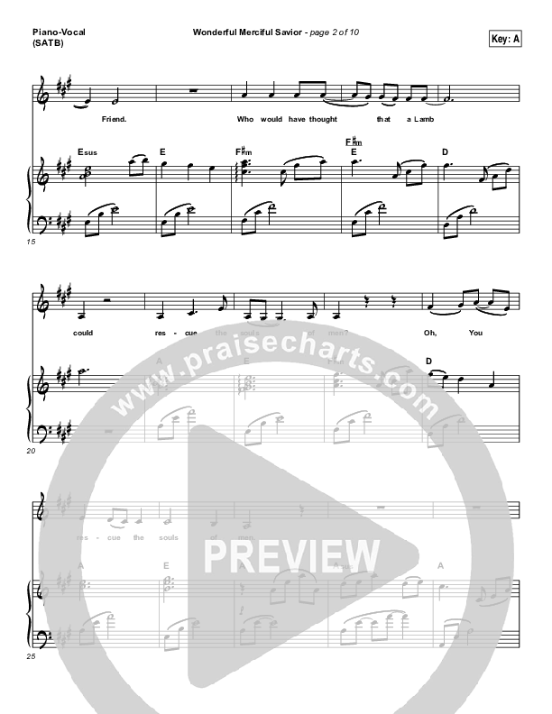 Wonderful Merciful Savior Piano/Vocal (SATB) (Selah)