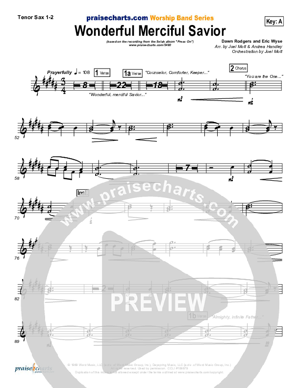Wonderful Merciful Savior Tenor Sax 1/2 (Selah)