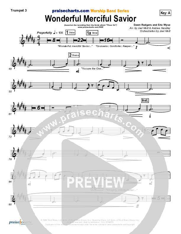 Wonderful Merciful Savior Trumpet 3 (Selah)