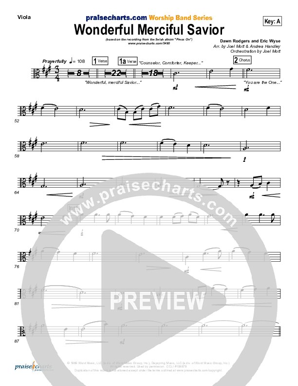 Wonderful Merciful Savior Viola (Selah)
