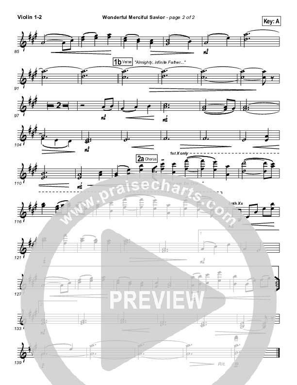 Wonderful Merciful Savior Violin 1/2 (Selah)