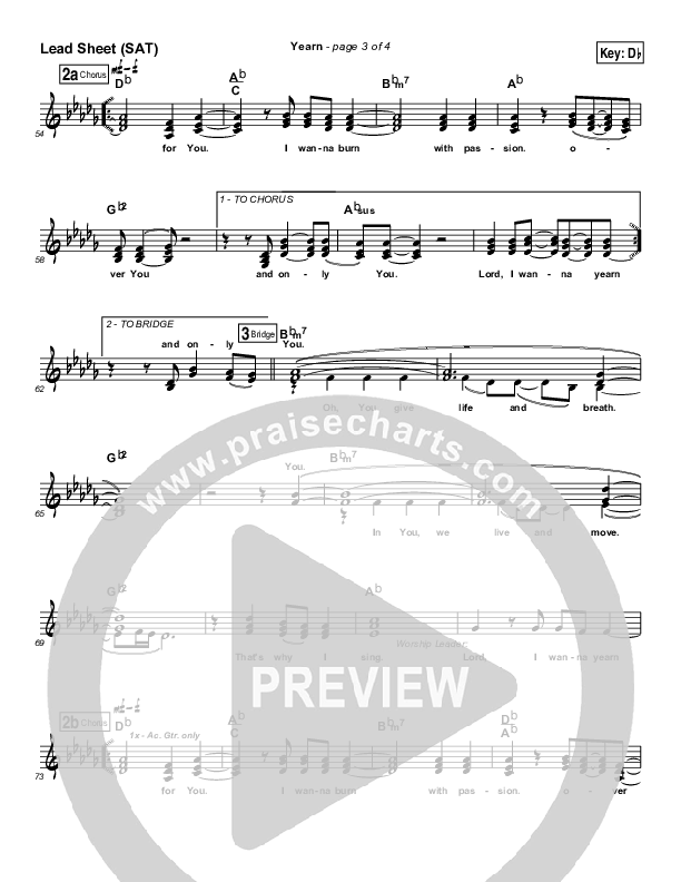 Yearn Lead Sheet (SAT) (Shane & Shane)